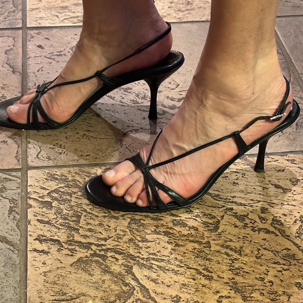 Gucci Black Stiletto Heels with Strappy Design